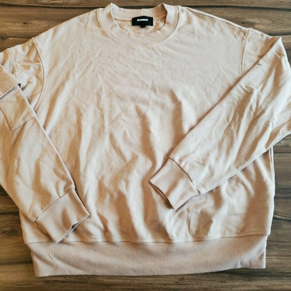 Monrow Patch Pocket Womens Cropped Sweatshirt Xs - image 1